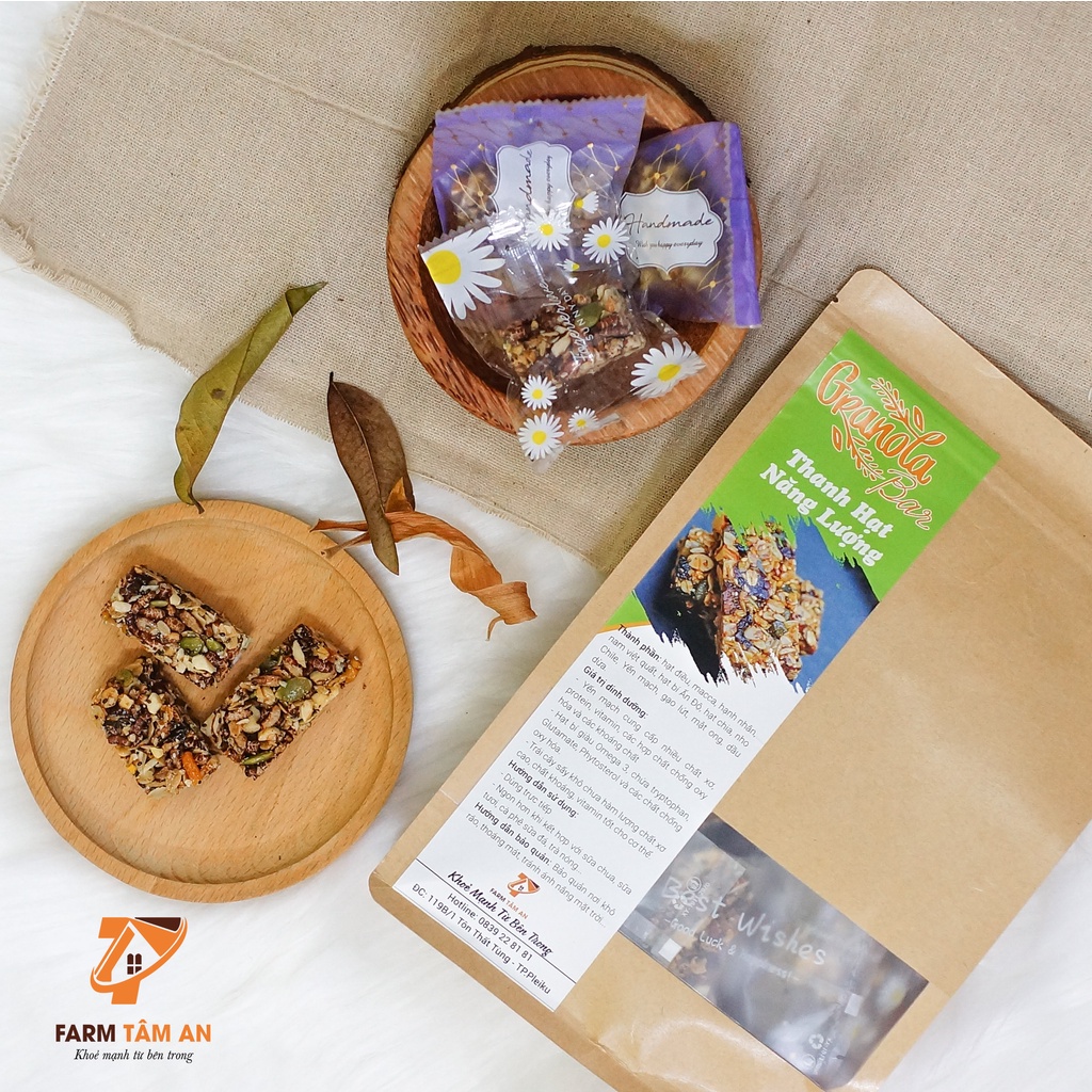 Granola bar, Bánh hạt dinh dưỡng mix 8 loại hạt vị mật ong 300g, Macca, Yến mạch, ăn kiêng giảm cân tốt cho sức khỏe