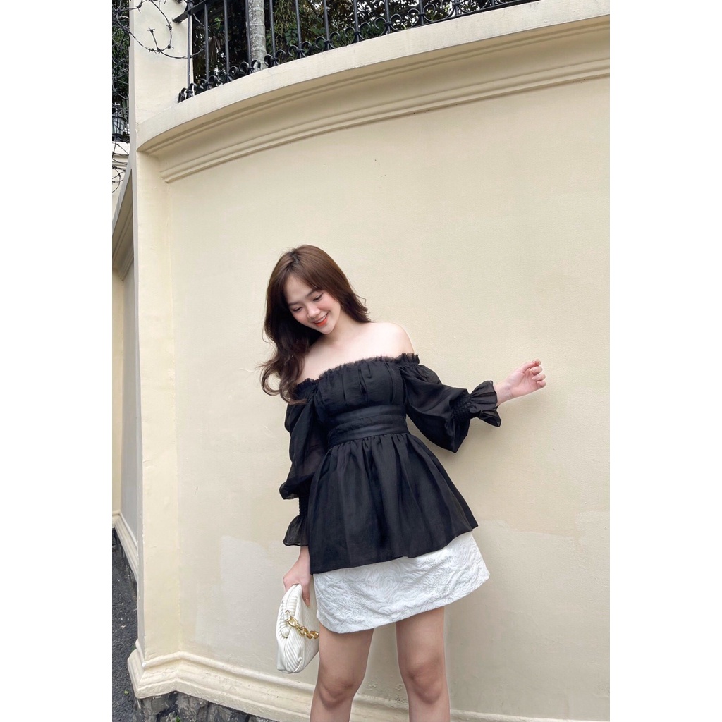 Muse blouse - Áo tơ xước tay bồng