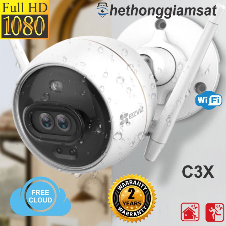 Camera Wifi Ngoài Trời EZVIZ C3X 1080P 2MP - Màu Ban Đêm - Cam Kép, Chính Hãng, Bảo Hành 24 tháng | BigBuy360 - bigbuy360.vn