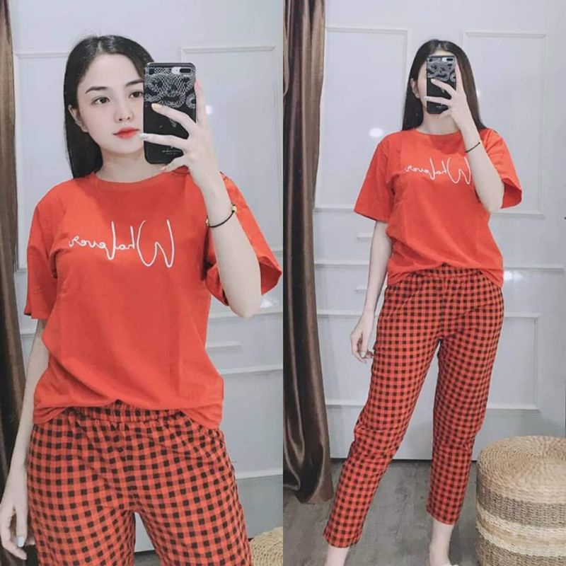 Đồ bộ mặc nhà thun cotton co giãn 4 chiều có size từ 40-70kg