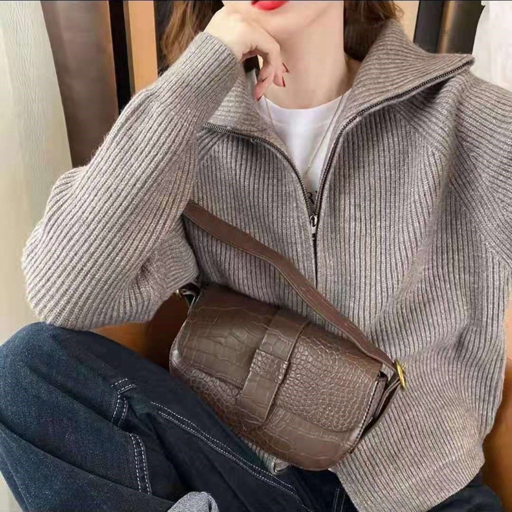 Áo Khoác cardigan Dệt Kim Màu Trơn Đơn Giản Thời Trang Hàn Quốc