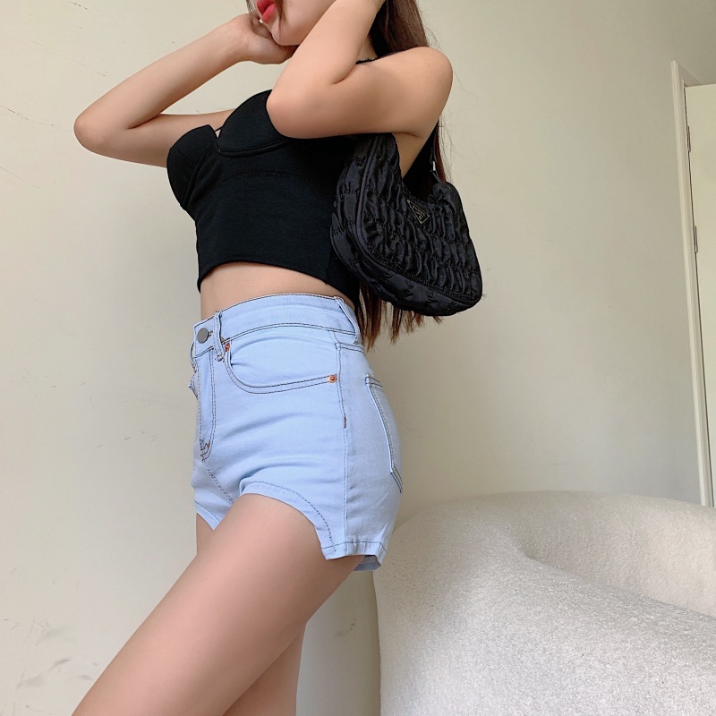 Quần Short Denim Lưng Cao Gợi Cảm Hợp Thời Trang Cho Nữ