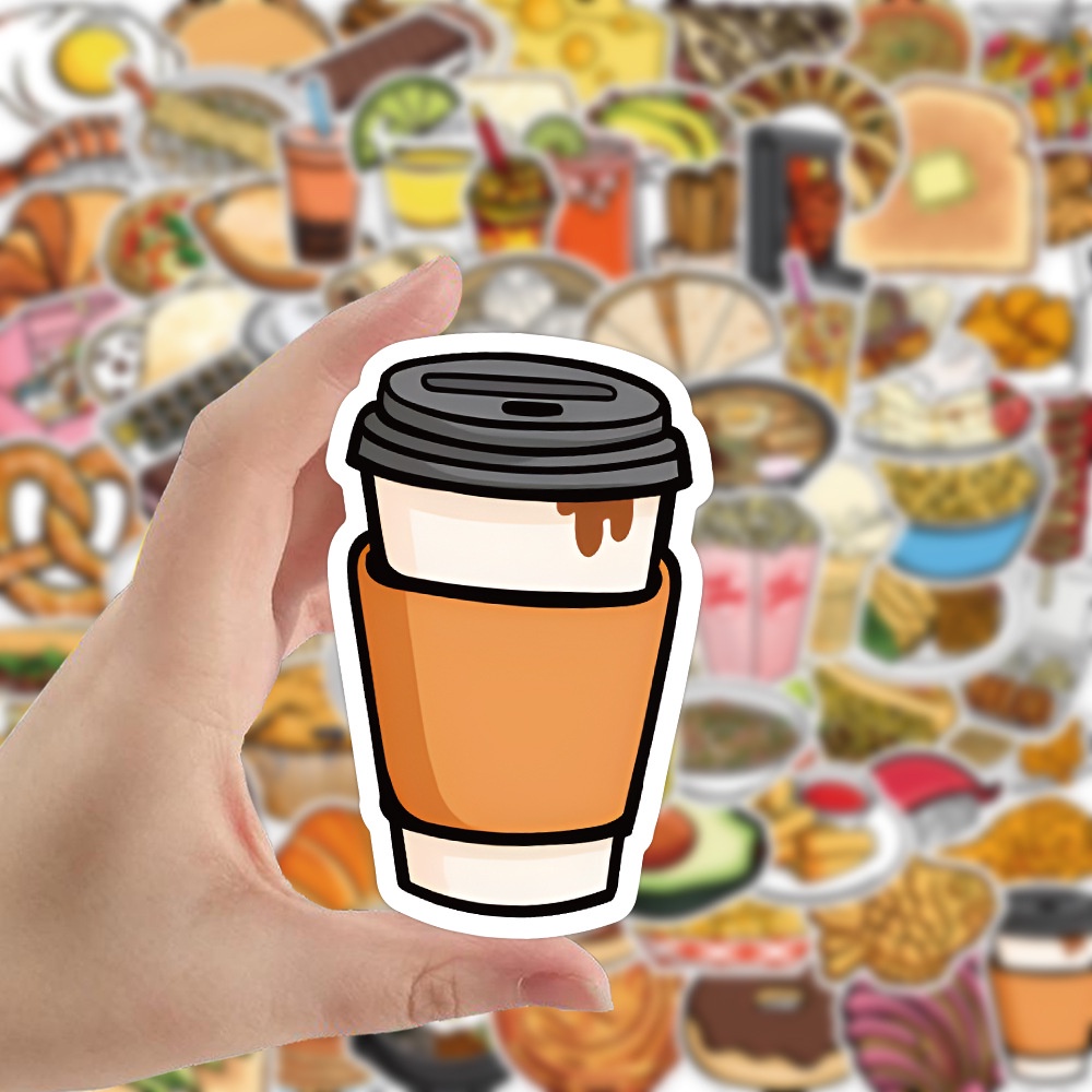 100 Sticker/thức ăn nhanh cute chống nước dán laptop, hình dán mũ bảo hiểm, dán xe, điện thoại, vali st105