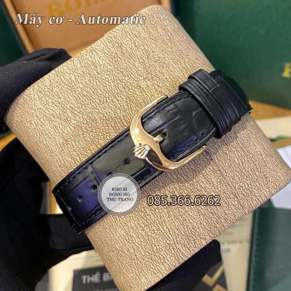 Đồng hồ nam Rolex cơ Automatic Máy Nhật mẫu 6 kim đen viền vàng size 40-41mm