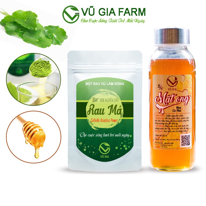Combo Mật Ong Hoa Cà Phê 420g + Bột Rau Má Sấy Lạnh 50g - Nguyên Chất Vũ Gia