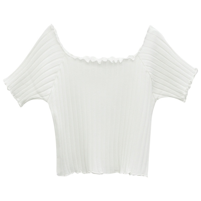Áo Croptop Dệt Kim Trễ Vai Tay Ngắn Dáng Ôm Thời Trang Quyến Rũ Cho Nữ