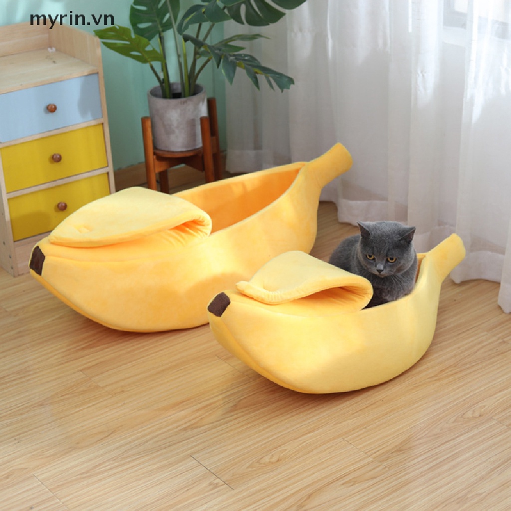 [myrin] Giường Ngủ Cho Mèo Hình Quả Chuối Ấm Áp Mềm Mại Thoải Mái Có Thể Giặt Được