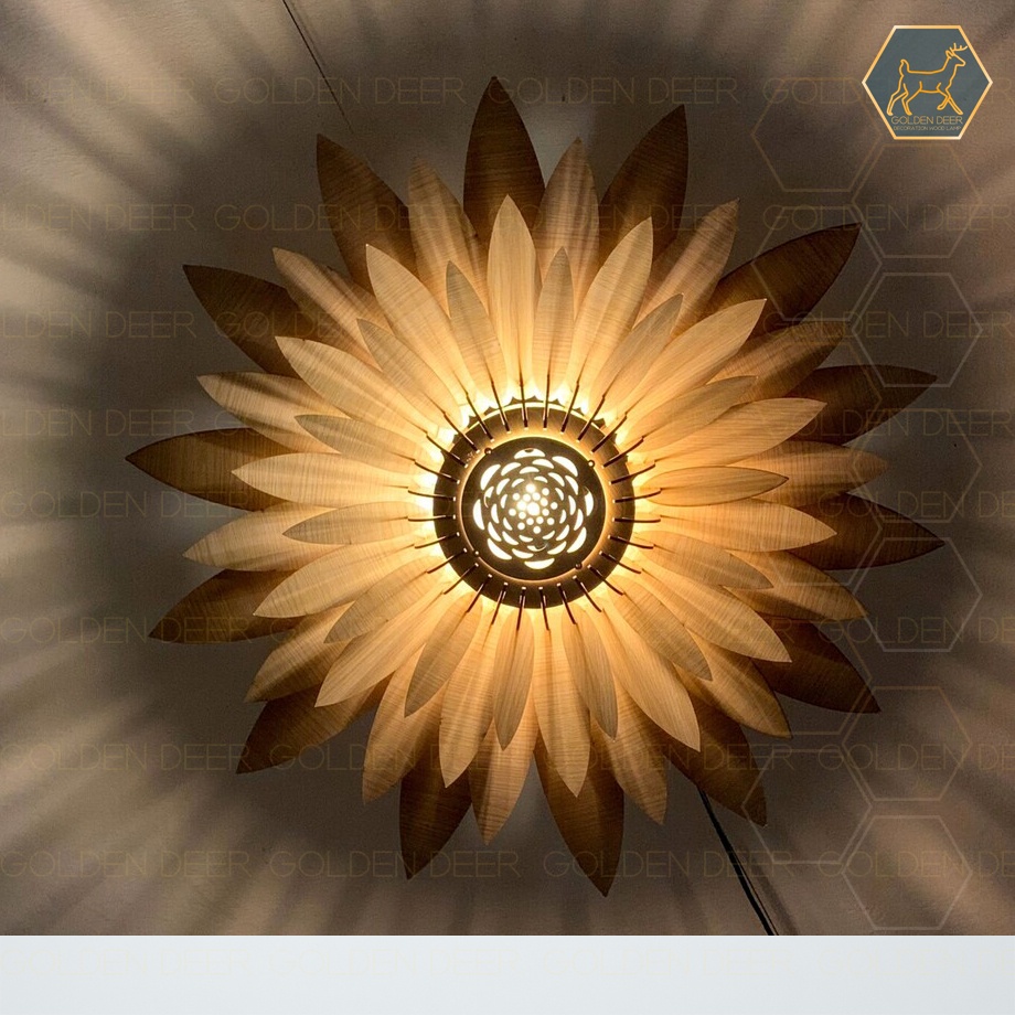 Đèn trang trí hình hoa hướng dương,decor ốp tường,treo,thả trần phòng khách,phòng ngủ,nhà hàng cafe sang trọng GD144