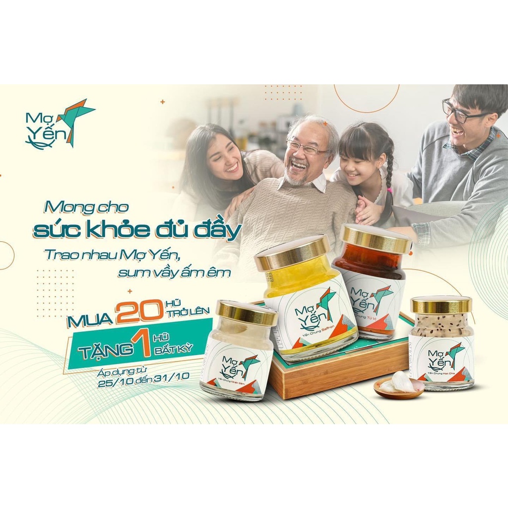 Yến Sào - Mợ Yến - Vị Dâu KID - combo 10 hũ yến chưng nguyên chất