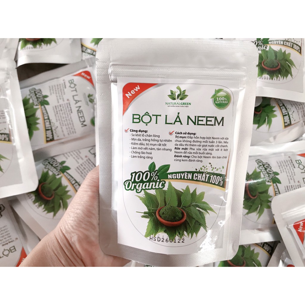 Bột Lá Neem Nguyên Chất (Bột Lá Nem Đắp Măt Nạ, Dưỡng Da, Làm Đẹp) Túi 100g TRẮNG DA, MỜ THÂM NÁM TÀN NHANG, LÃO HÓA DA