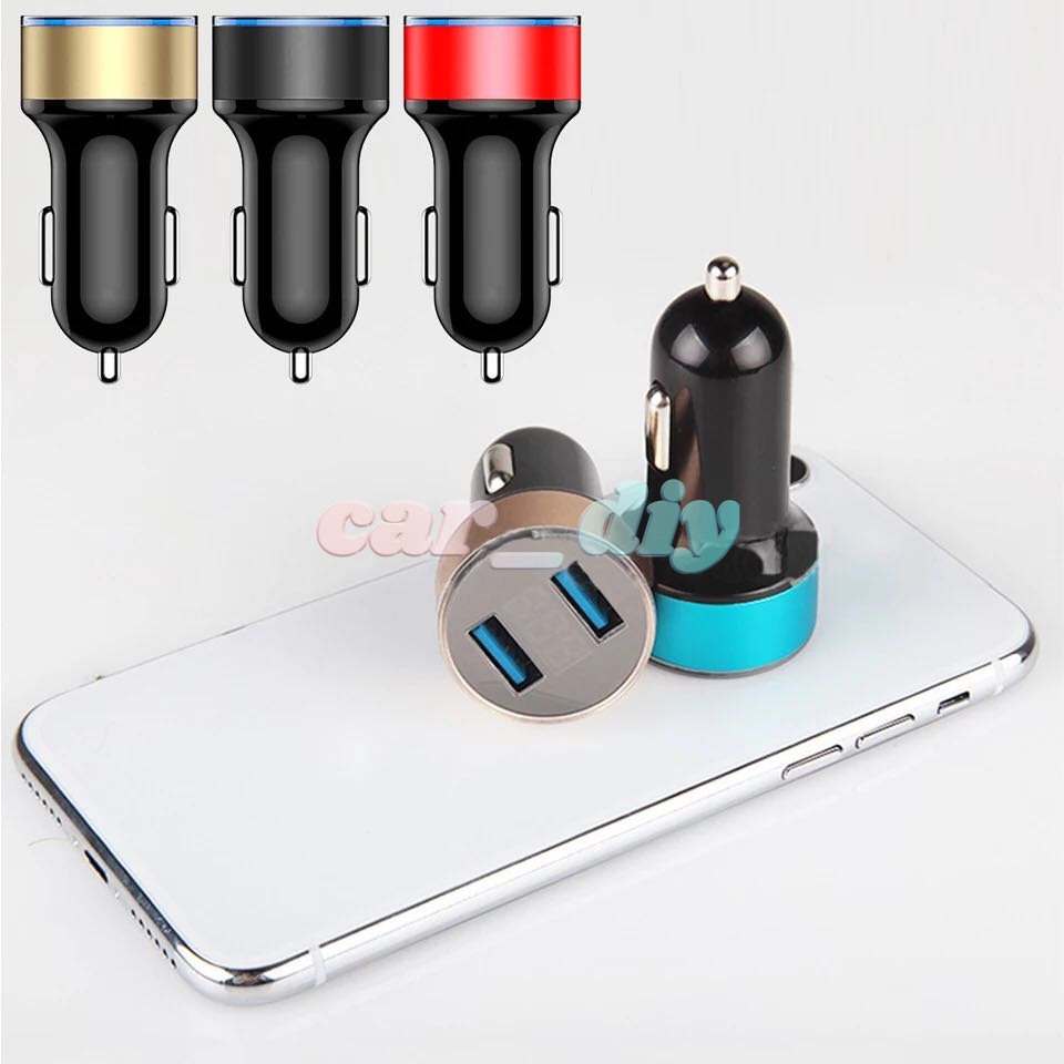 Tẩu Sạc 2 Cổng USB 3.1A 12-24V Có Màn Hình LCD Cho Điện Thoại Di Động