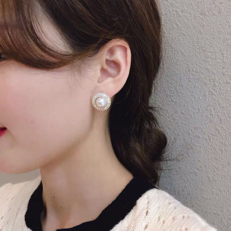 [Mã FASHIONCB7 hoàn 10K xu 50K] Đôi khuyên tai kim bạc s925 đính đá và ngọc trai giả thời trang Hàn Quốc cổ điển cho nữ
