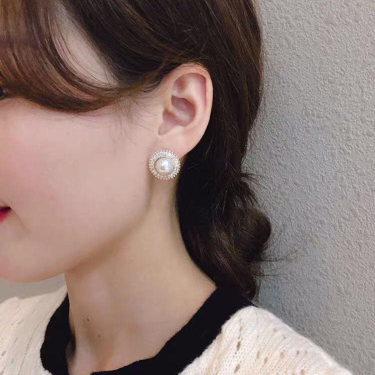 Bông Tai Mạ Bạc 925 Đính Ngọc Trai Thời Trang Cho Nữ