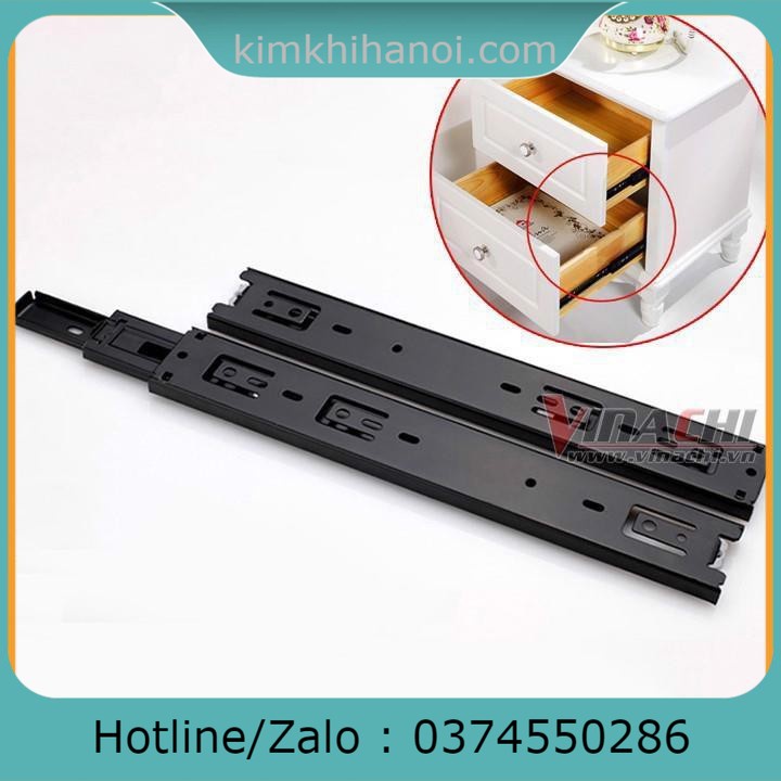 Ray Trượt Bi 3 Tầng Thép Sơn Tĩnh Điện Loại 2 - Ray Trượt Ngăn Kéo - Bộ 2 Cái