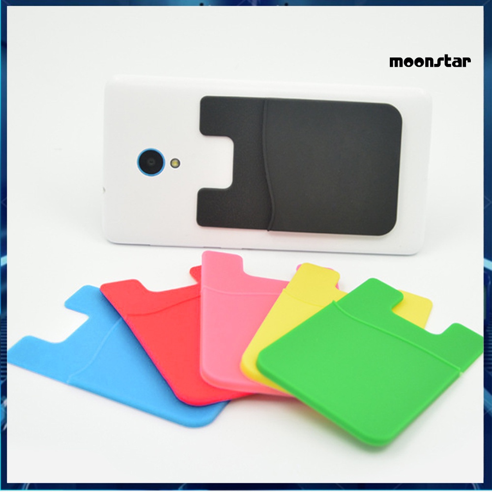MNmoonstar Smart Silicone Mobile Phone Wallet Card Stick On Cash Credit Card Holder Pouch
