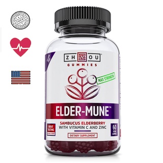 Viên kẹo dẻo Elder-Mune Elderberry của ZHOU chính hãng Mỹ lọ 60 viên