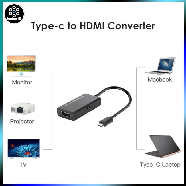 USB Type C to HDMI Adapter USB 3.1 USB C Male to HDMI Female Converter Cable for MHL Android Phone Tablet usb male female adapter [Ready Stock]