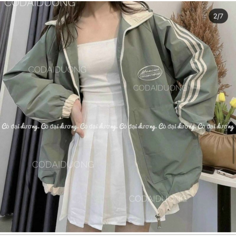 ÁO KHOÁC DÙ NGOẠI 2 LỚP  MERO TAY 3 SỌC