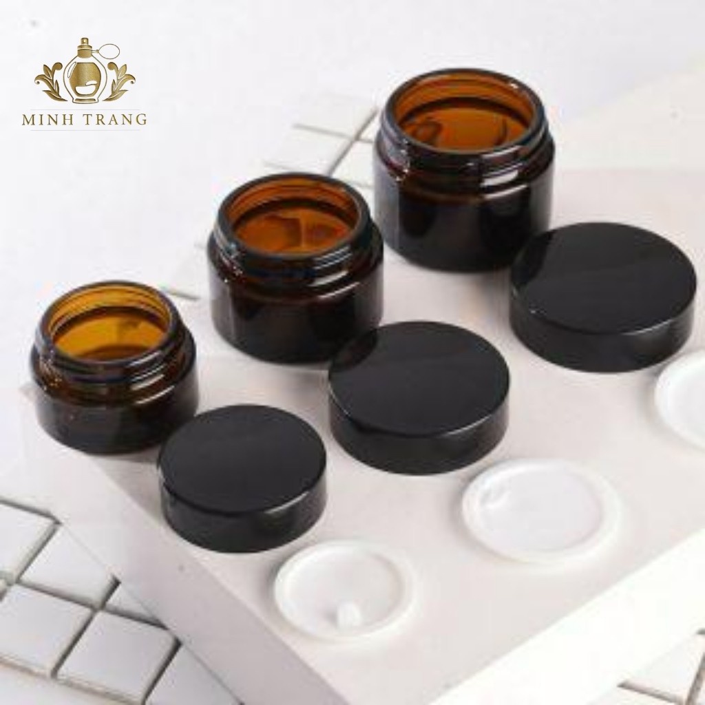 Hũ Chiết Mỹ Phẩm ❤  Hủ Thủy Tinh Nâu đựng kem, phụ kiện du lịch