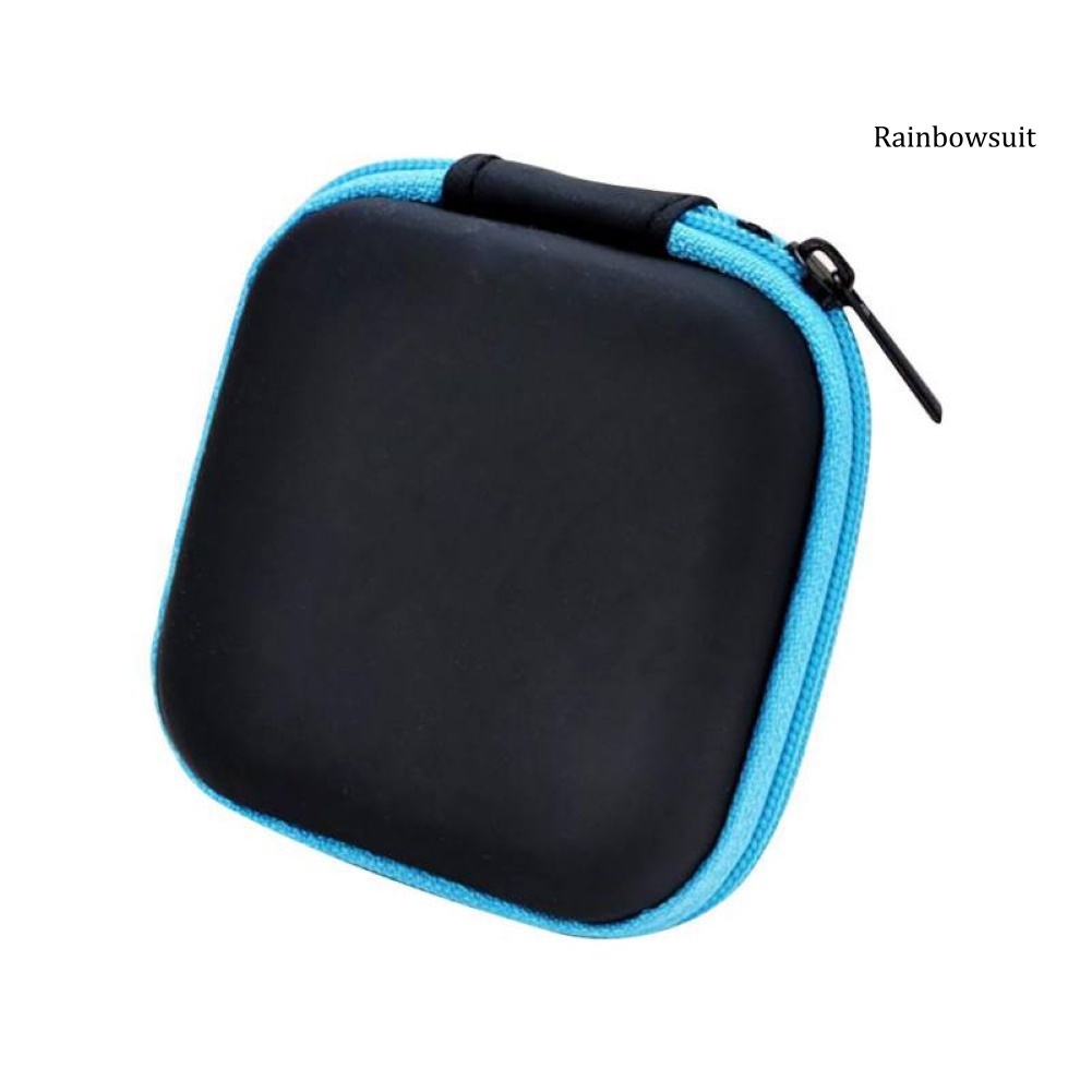 Túi đựng tai nghe / dây cáp hình vuông mini có khóa kéo cao cấp tiện dụng
