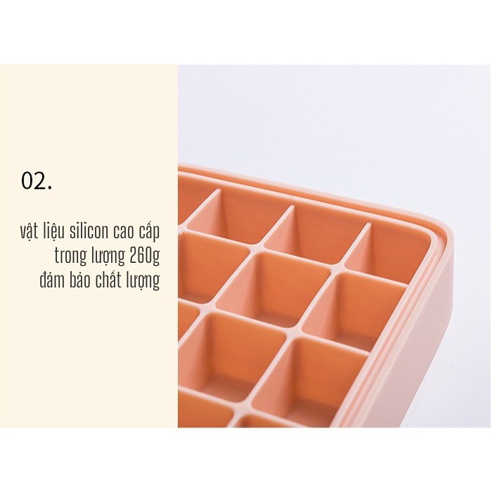 🍨Khay làm đá silicon có nắp bền đẹp chất lượng/ Silicon ice tray