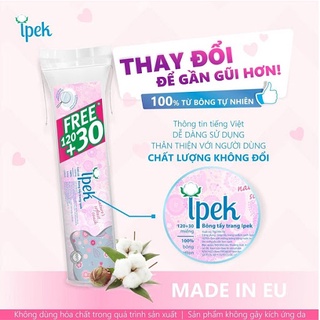 Bông tẩy trang cotton ipek 150 miếng chính hãng