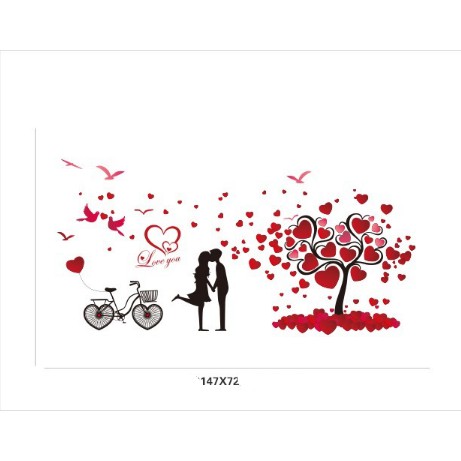 Decal trang trí Cây Tình Yêu và đôi tình nhân