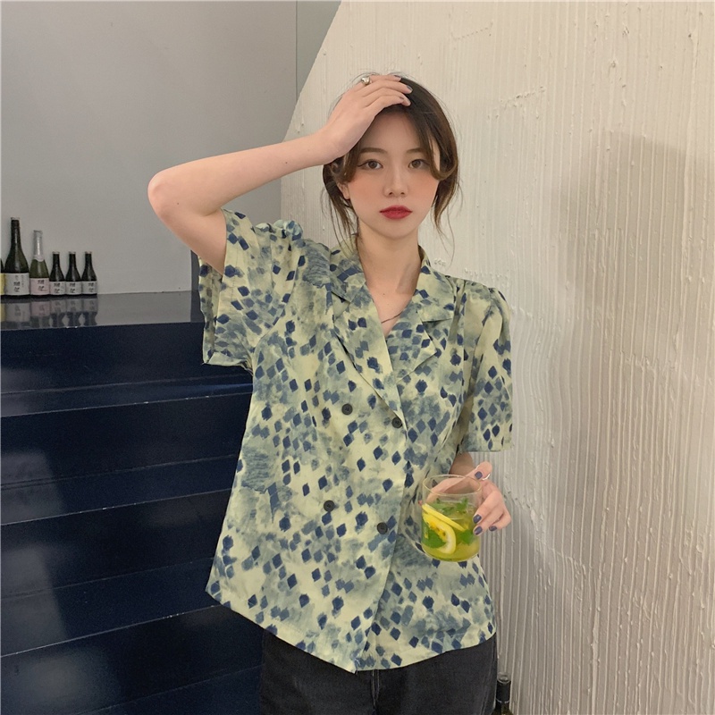 Áo Sơ Mi Tay Ngắn Họa Tiết Hoa Thời Trang Cho Nữ