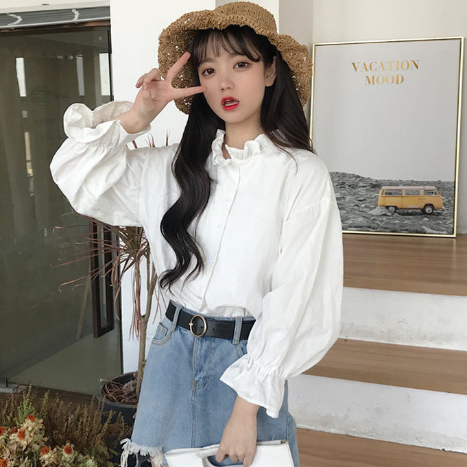 Áo Sơ Mi Nữ Tay Dài Dáng Rộng Phong Cách Hàn Quốc Xinh Xắn Thời Trang