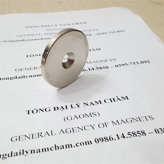 Nam châm trắng 50x4.7mm lỗ 6mm - nam châm bắt vít