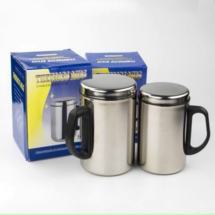 Ca/Ly Giữ Nhiệt Inox Thermos Mug, Có Nắp Đậy Kín Giữ Nhiệt Tốt. Thiết Kế Đơn Giản, Có Thể Dùng Tại Nhà Và Văn Phòng