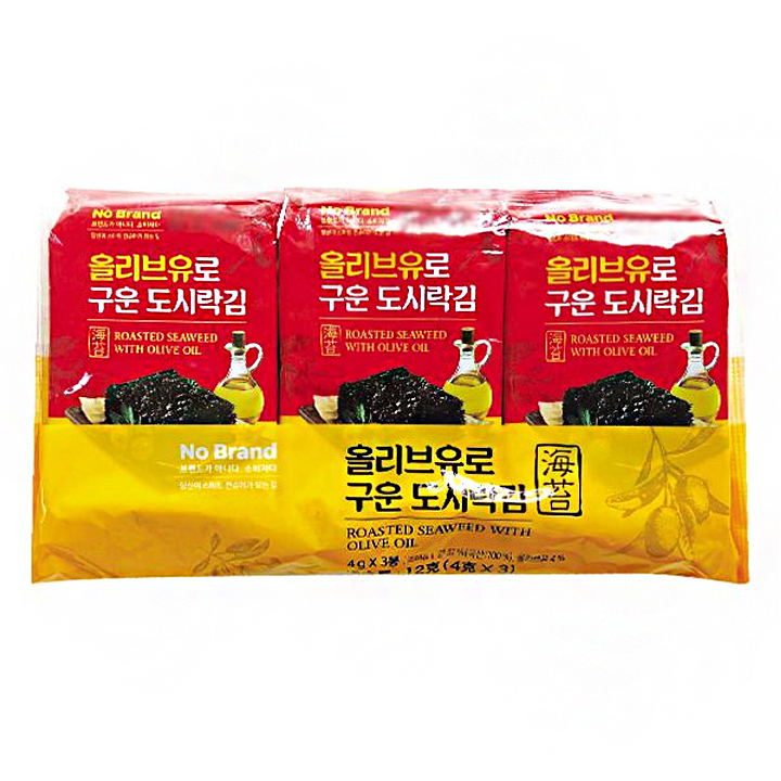 Combo 5 Lô 3 Rong Biển No Brand Hàn Quốc Tẩm Dầu Ôliu Gói 4g/ gói - Emart VN
