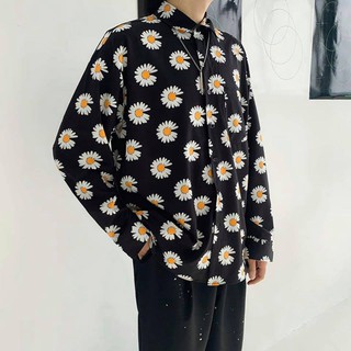 Áo Sợ Mi Lụa Tay Ngắn Nam Nữ Hoa Cúc Unisex