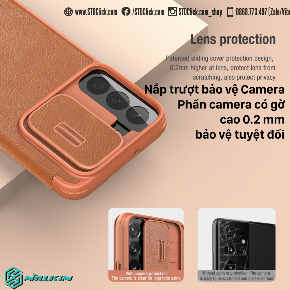 BAO DA SAMSUNG GALAXY S22 PLUS 5G NILLKIN QIN PRO BẢO VỆ CAMERA CHÍNH HÃNG