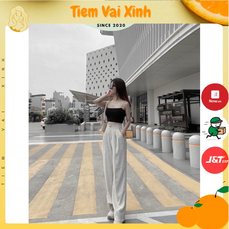 Quần Nữ Ống Rộng Lưng Cao 🍊🍊 Quần Nữ Cạp Cao Ống Rộng Lưng Chun 2 Cúc - Hàng Quảng Châu QV002