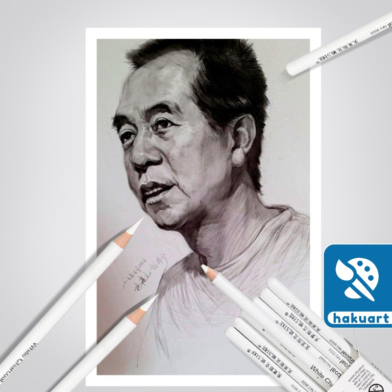 Bút Chì Than Sáp Trắng White Charcoal MLSIKE - Họa Cụ Hakuart