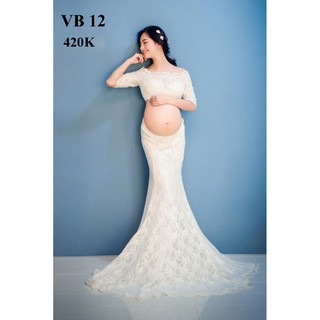 🍀🍀🍀[Free ship] Váy bầu-đầm bầu chụp ảnh-tặng set dán