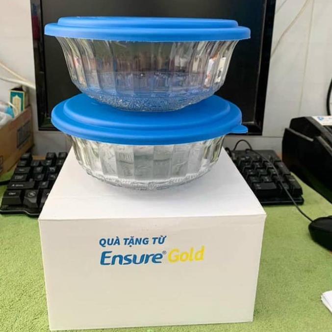 Bộ 2 Thố Thủy Tinh Có Nắp Ensure Gold