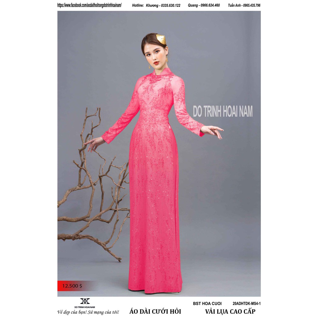 VAI AD CUOI (nhiều màu, ko quần) - Áo Dài Đỗ Trịnh Hoài Nam - Bộ sưu tập Hoa cưới Mã số_MS4