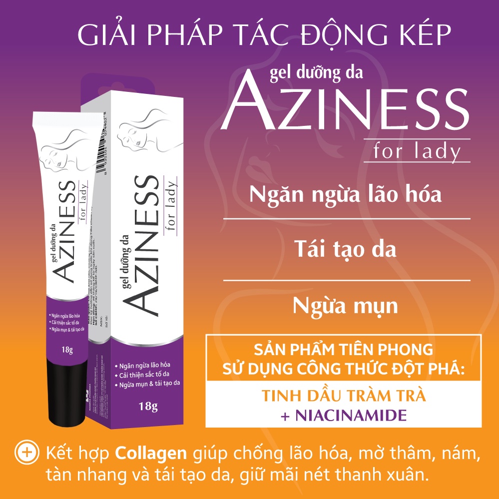 Gel Ngừa Mụn Aziness For Teen và Aziness For Lady - Ngừa mụn trứng cá, giúp làm giảm sưng đỏ, kiểm soát bã nhờn hiệu quả