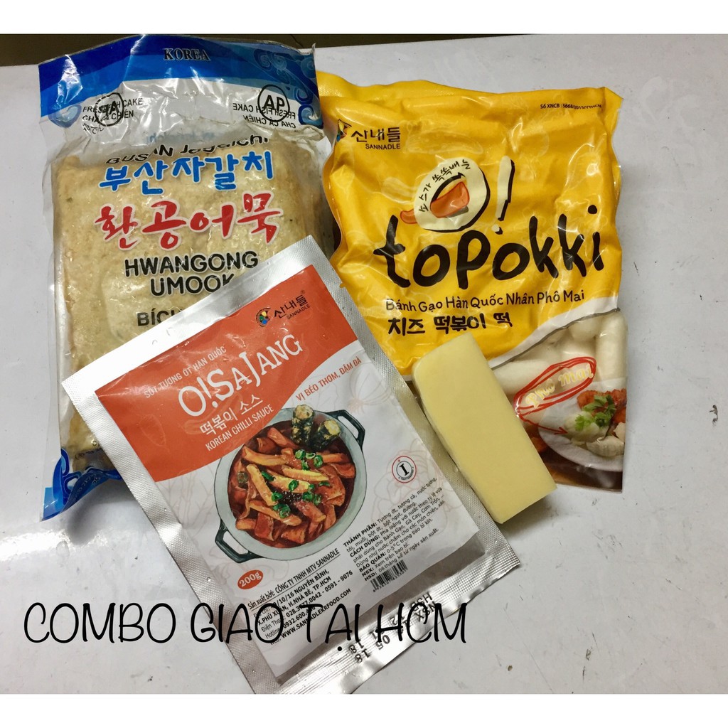combo 500g bánh gạo nhân phô mai + 450g chả cá+ 100g phô mai Moza+ gói sốt  200g