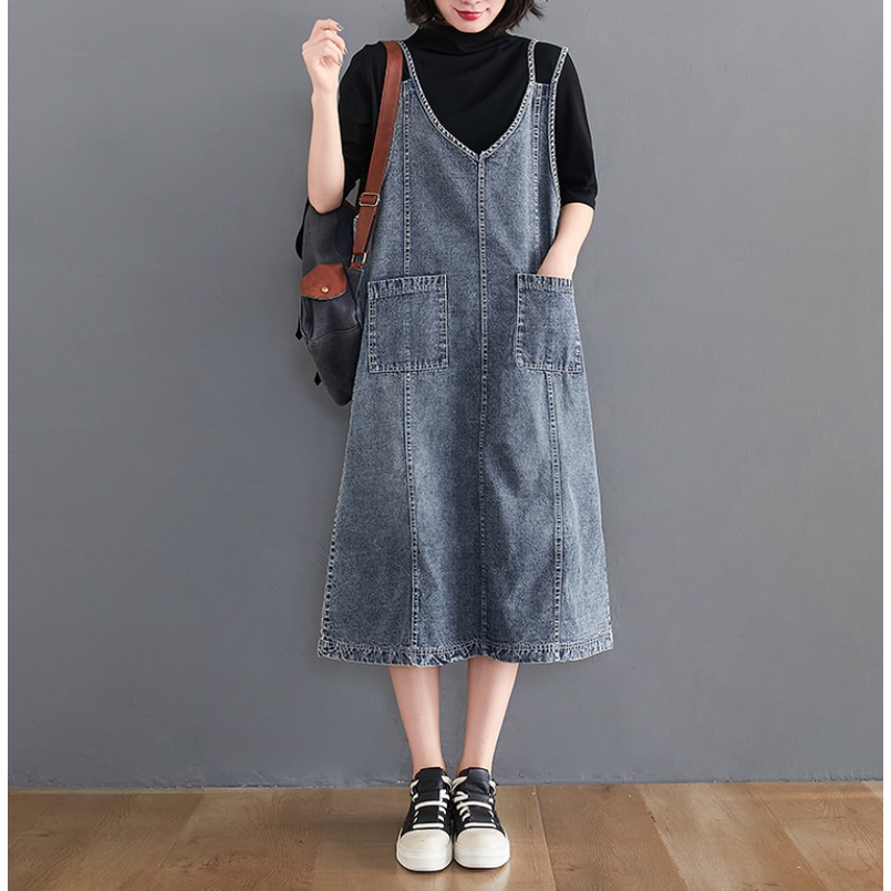 A359 Váy yếm bigsize freesize thời trang dễ phối đồ kiểu dáng trẻ trung chất jean