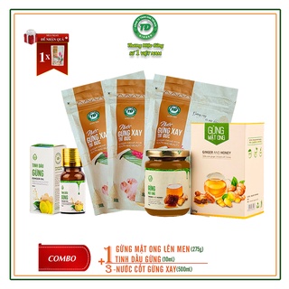 3 nước gừng xay + 1 gừng mật ong + 1 tinh dầu gừng