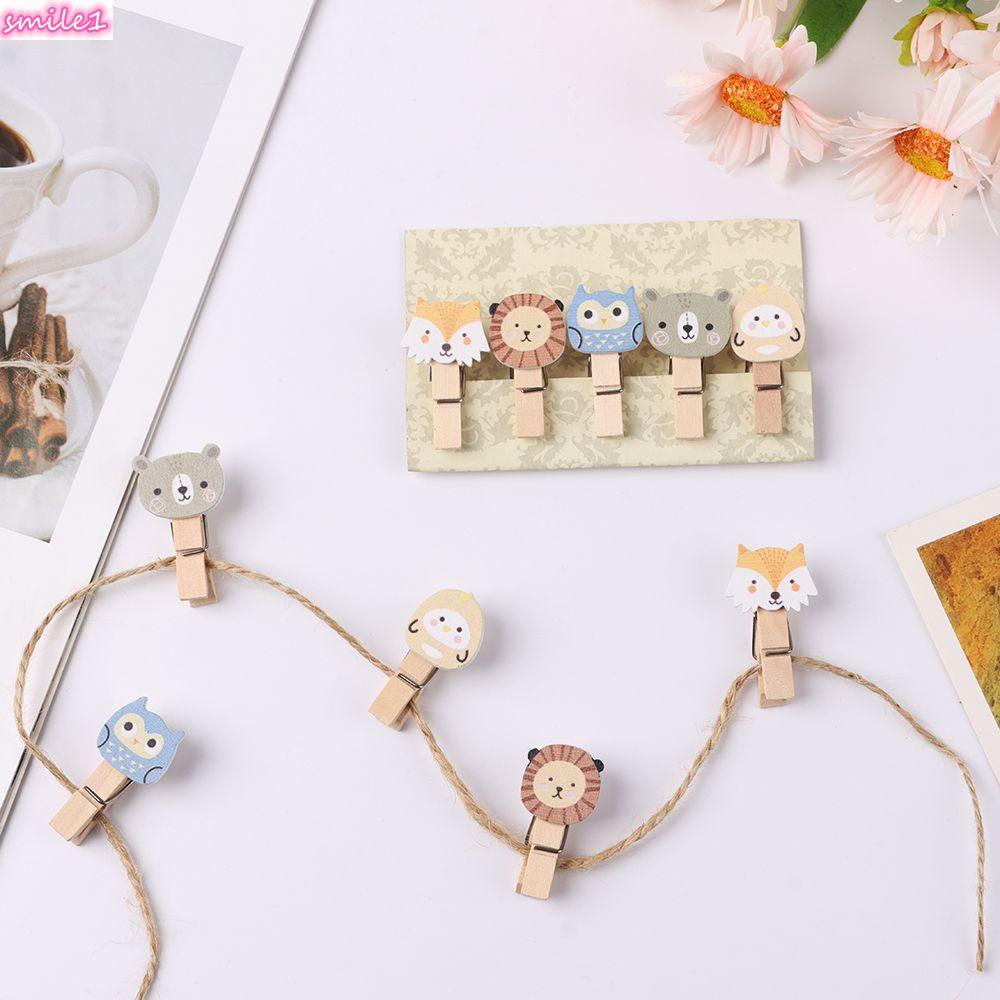 10 Kẹp ảnh bằng gỗ hình động vật dễ thương kèm dây treo tiện lợi đa năng