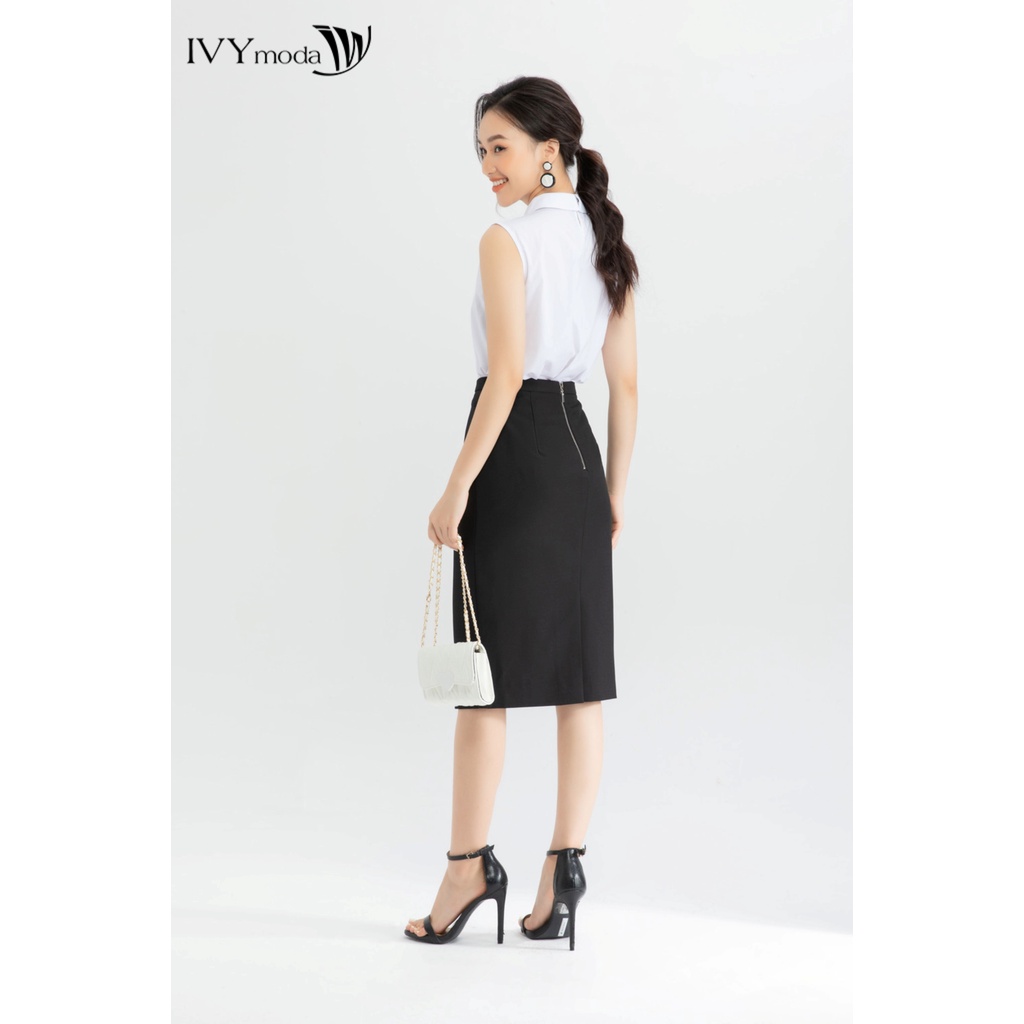 Chân váy bút chì ráp tà trước IVY moda MS 31M6560