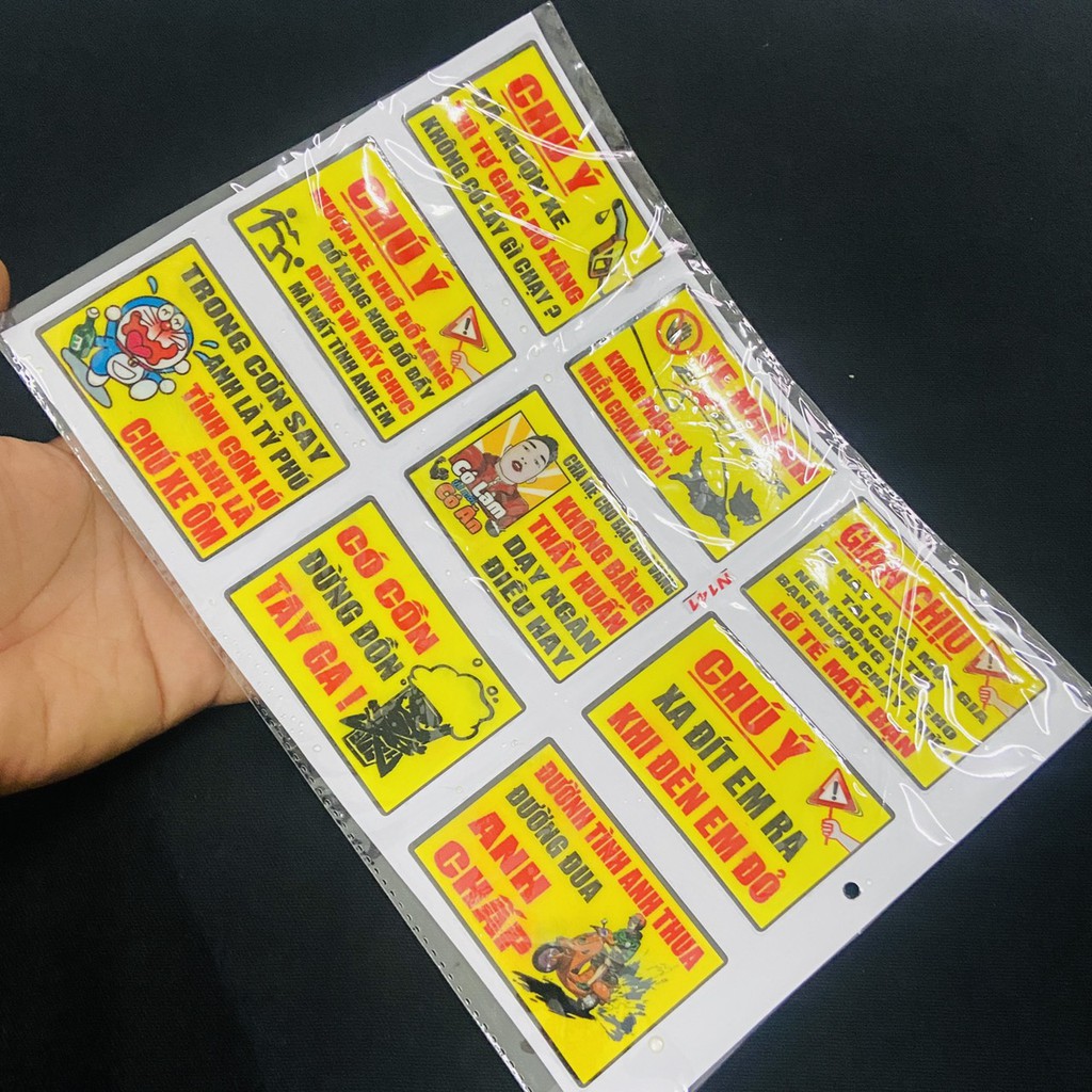 [TEM TRANG TRÍ XE] BỘ SƯU TẬP TEM THÔNG SỐ, TEM CẢNH BÁO PHỦ NHỰA NGOÀI MẪU MÃ ĐỘC ĐÁO TRANG TRÍ XE MÁY, ĐT