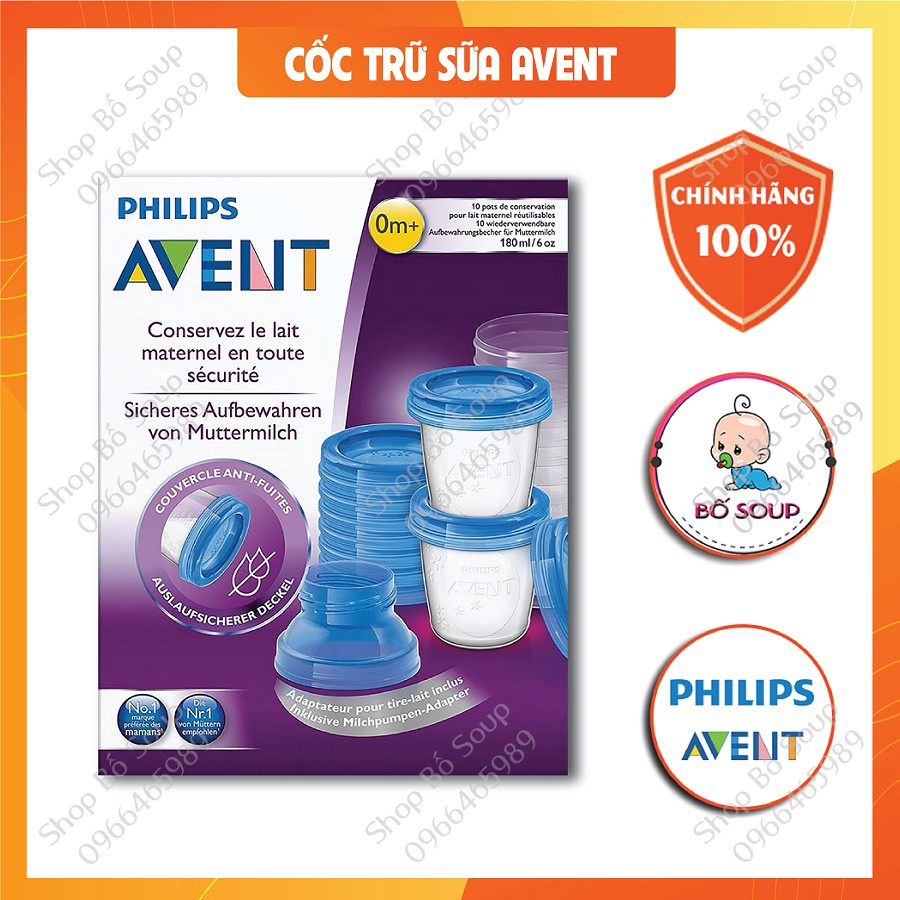 [Mã 267FMCGSALE giảm 8% đơn 500K] Cốc Trữ Sữa Philips Avent 180ml Chính Hãng