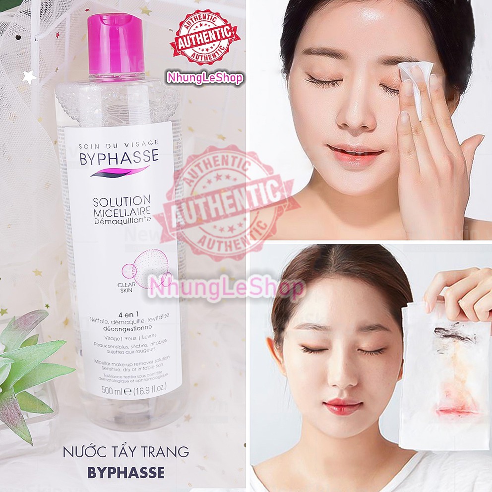 Chính hãng Nước Tẩy Trang Byphasse Solution Micellaire Pure Skin cho mọi loại da 500ml