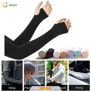 Qinjue lộ ngón tay cái Tay áo thể thao ngoài trời Vỏ cánh tay thể thao ấm hơn Mùa hè Làm mát chạy bóng rổ Chống nắng / Nhiều màu