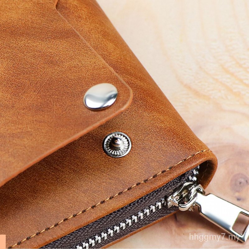 Mới Ví Da pu Dáng Ngắn Cỡ Lớn Đựng Thẻ / Tiền Xu Có Khóa Kéo Thời Trang Cho Nam